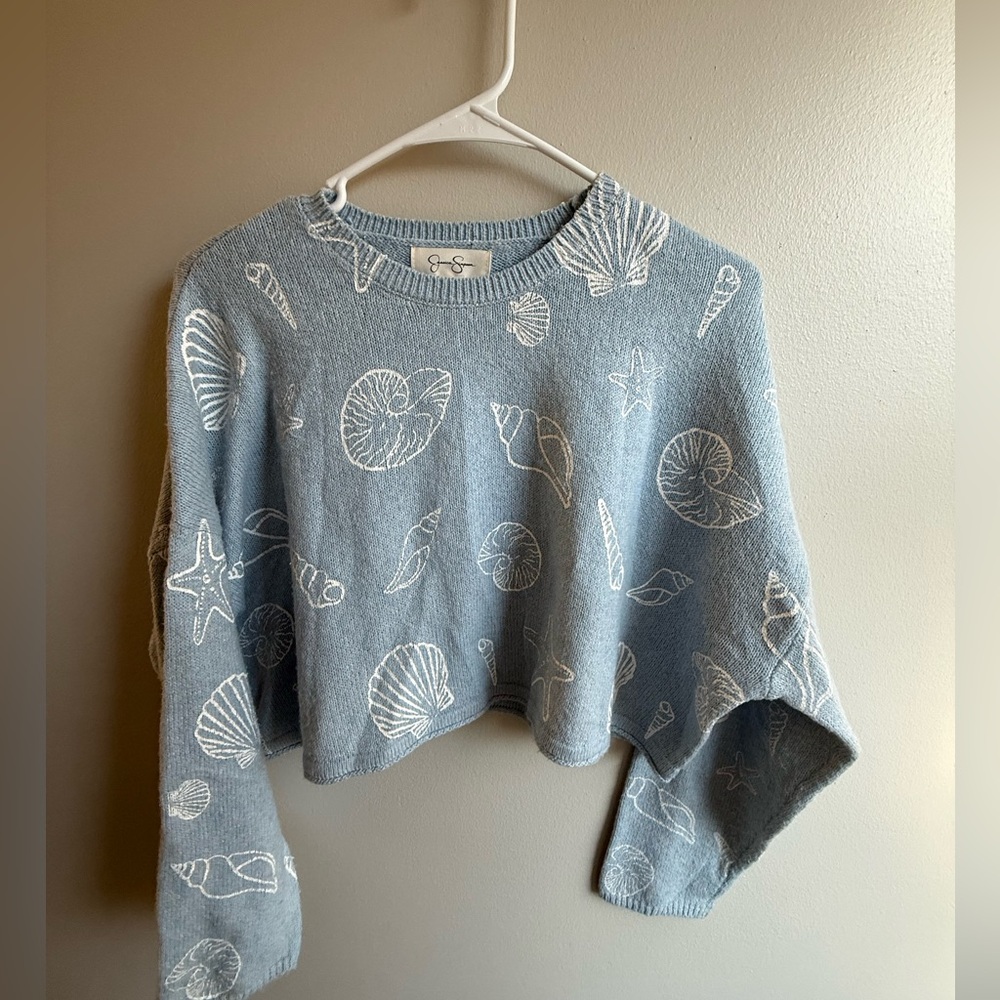 Jessica Simpson Light Blue Seashell Sweater